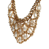 Pre-owned Chanel Layered Pearl Cluster Necklace Gold Hardware