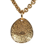 Vintage Chanel CC Quilted Oval Pendant Necklace Gold Hardware