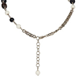 Chanel CC Long Beaded Necklace White/Black/Grey Light Gold Hardware