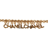 Vintage Chanel "Chanel" Logo Charms Turnlock Bracelet Gold Metal