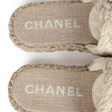 Chanel CC Braided Knit Interlocking Slide Sandals Cream Gold Hardware 37 EU