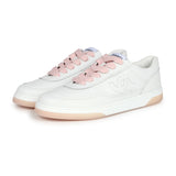 Chanel CC Low Top Sneakers White and Pink Calfskin 41 EU