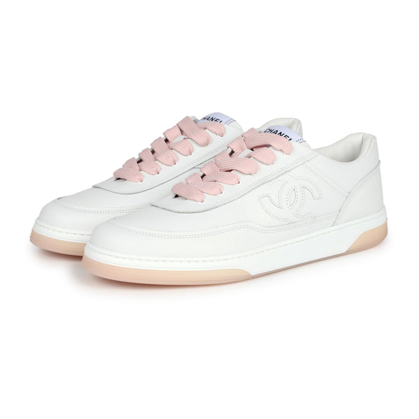 Pink high top chanel sneakers best sale