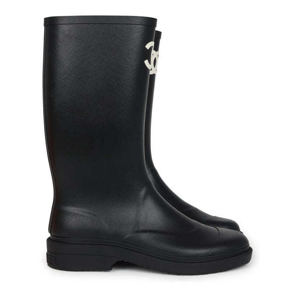 Chanel Black High Caoutchouc CC Boots EU 40