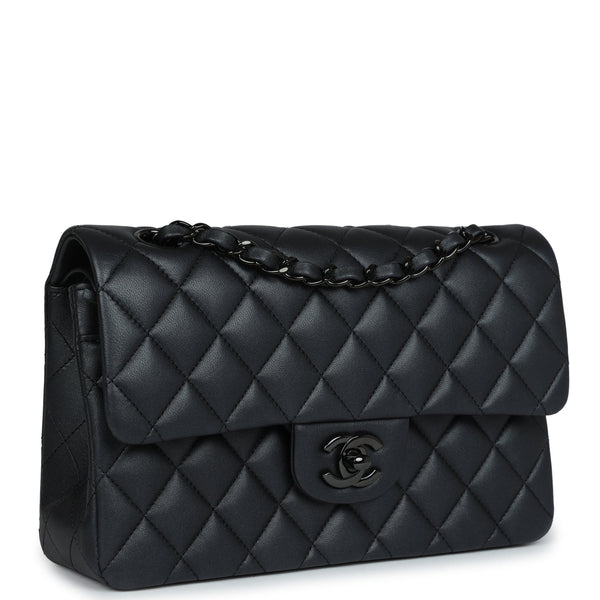 Chanel SO Black Quilted Shiny Calfskin Small Classic Double Flap