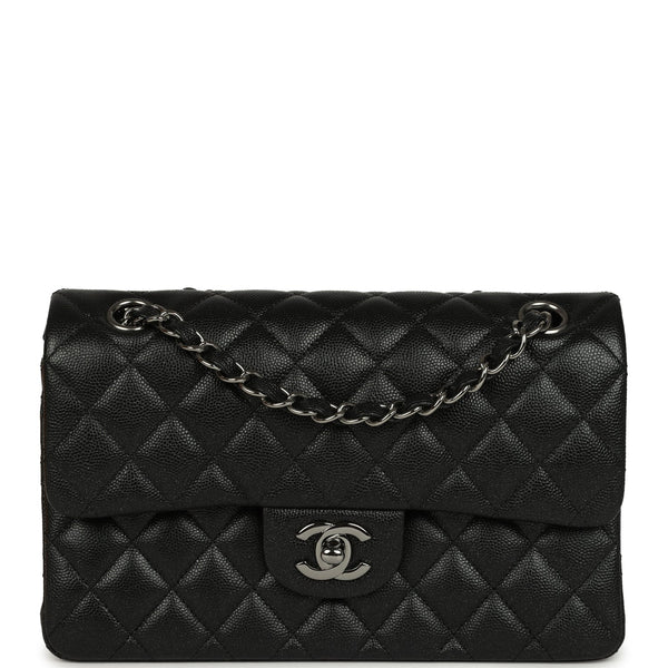 Pre-owned Chanel Small Classic Double Flap Bag Black Iridescent Caviar