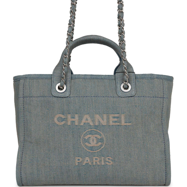 Chanel Small Deauville Shopping Distressed Blue Denim Aged Silver – Avenue Couture