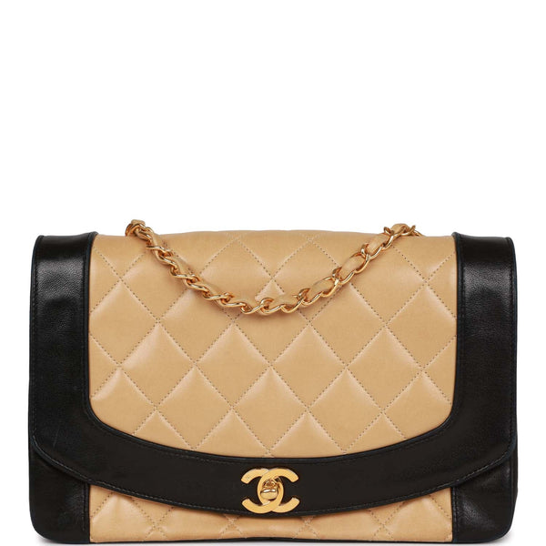 Chanel Vintage Beige Caviar Classic Medium Diana Flap Bag 24k GHW –  Boutique Patina