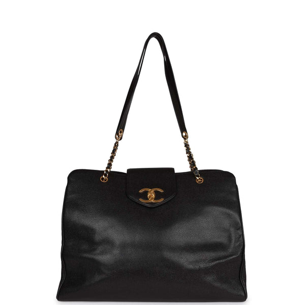 Vintage Chanel Supermodel Tote Black Caviar Gold Hardware – Madison Avenue  Couture