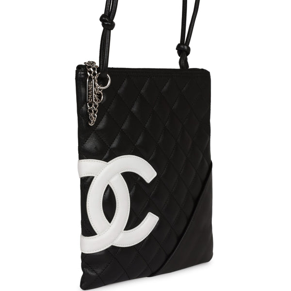 CHANEL Cambon Flat Calfskin Leather Messenger Crossbody Bag Black-US