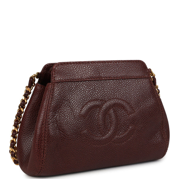 Vintage Chanel CC Shoulder Bag Brown Caviar Gold Hardware