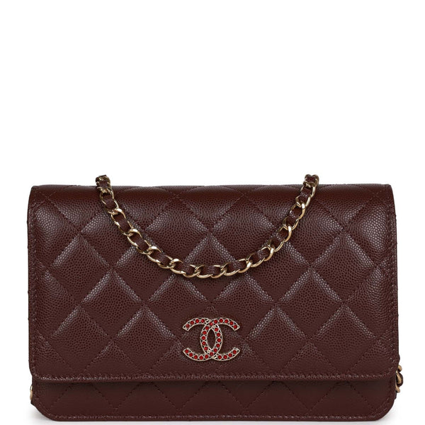 Chanel wallet cheap on chain burgundy