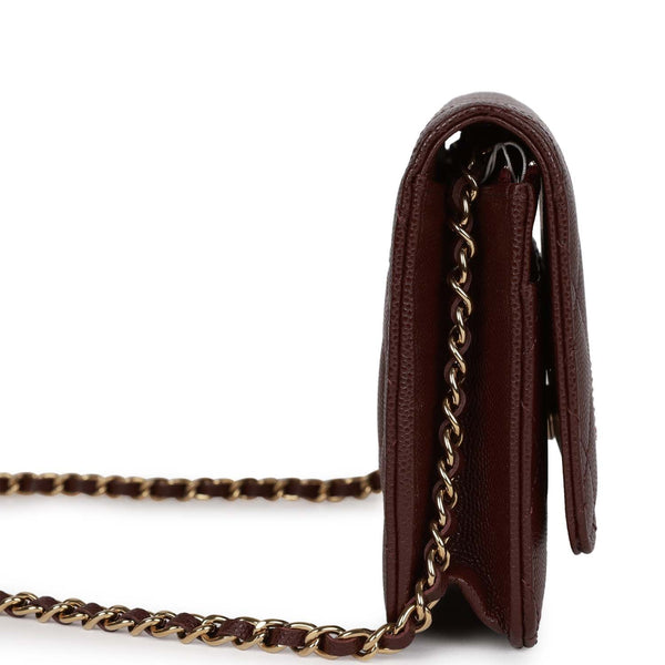 Chanel Bordeaux Burgundy Caviar Leather Wallet on Chain Flap Bag