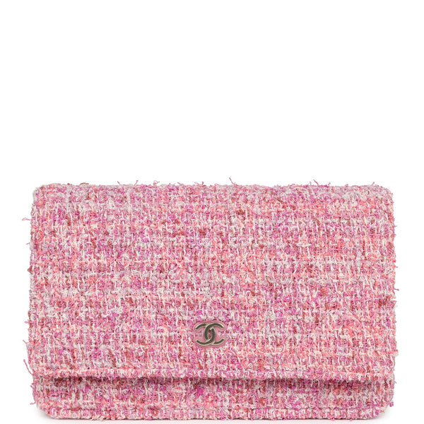 Chanel Classic Wallet On Chain WOC Pink Multicolored Tweed Gold Hardwa