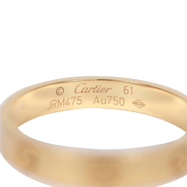 Pre-owned Cartier 18K Yellow Gold Love Ring & Black Silk Cord