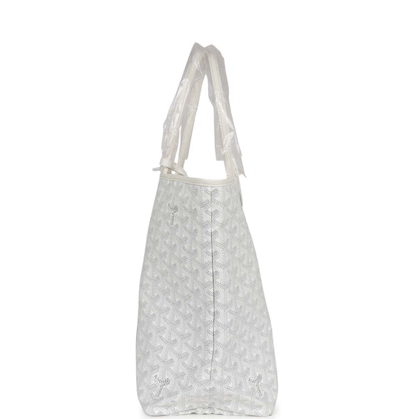 Goyard Goyardine White St. Louis PM Tote Bag Silver Hardware – Madison  Avenue Couture