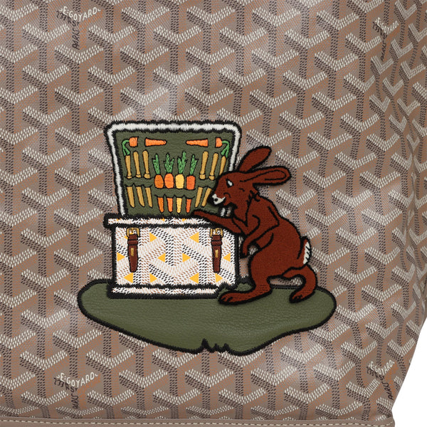 Shop GOYARD Goyard Embroidered Anjou PM Bag Khaki Pink 28cm by
