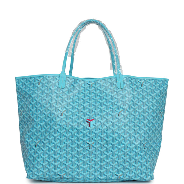 Goyard Goyardine Turquoise St. Louis GM Tote Bag Palladium Hardware