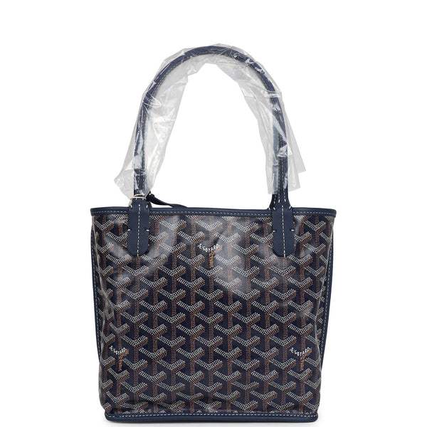 Goyard Goyardine Anjou Navy Blue Mini Bag Palladium Hardware