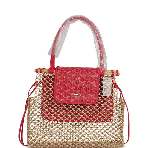 Goyard Goyardine Canvas Fuchsia Aligre Bag Raffia Net Palladium Hardwa