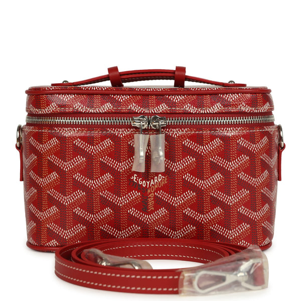 Goyard Goyardine Canvas Red Mini Muse Vanity Bag Palladium