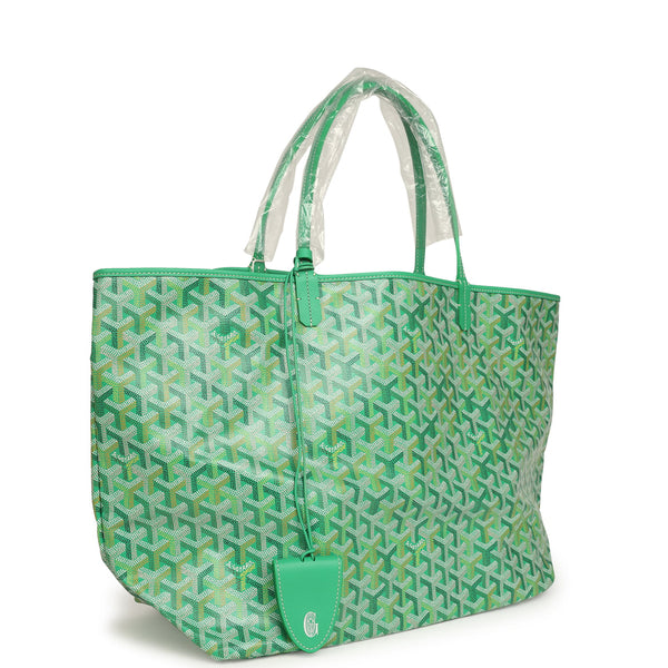 Goyard Goyardine Meadow Green Saint Louis GM Tote Palladium Hardware