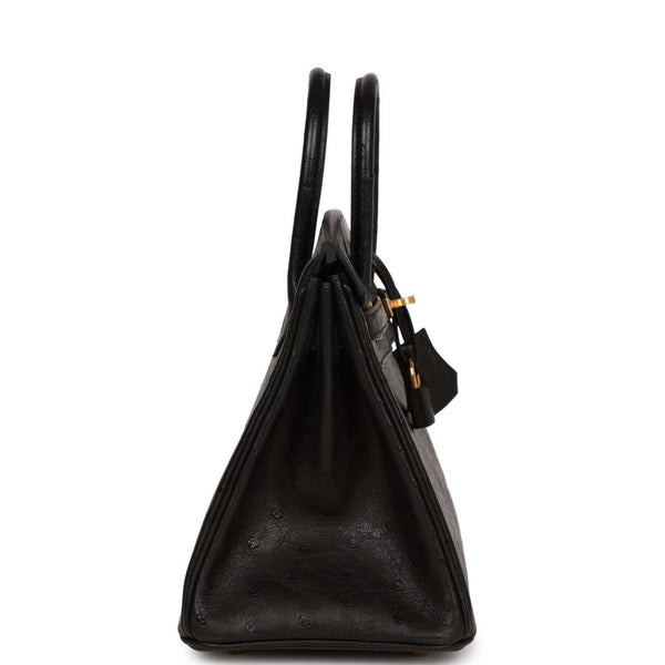 Birkin 25 ostrich handbag Hermès Black in Ostrich - 32135923