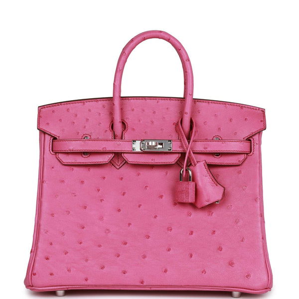 Hermes Birkin 25 Fuchsia Ostrich Bag Palladium Hardware – Mightychic