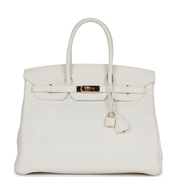 Pre-owned Hermes Birkin 35 White Gulliver and Toile H Palladium Hardwa –  Madison Avenue Couture