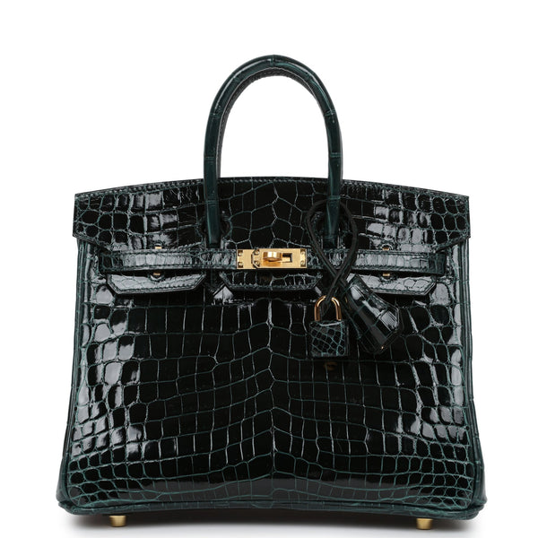 Hermes Birkin 25 Handbag 6H Vert Veronese Shiny Alligator GHW