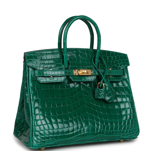 Hermes Birkin 25 Bag Emerald Crocodile Gold Hardware – Mightychic