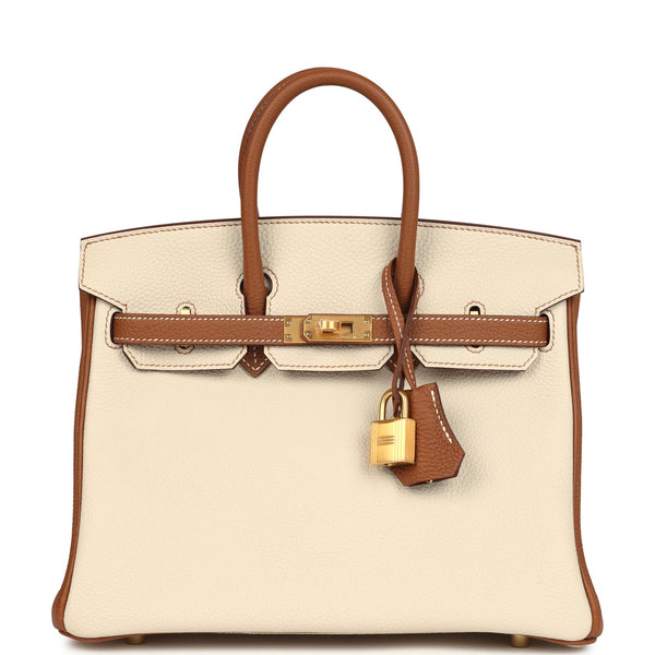 Hermes Special Order (HSS) Birkin 25 Craie and Gold Togo Brushed Gold