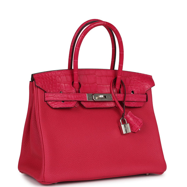 Hermes Birkin 30 Framboise Matte Alligator Togo Touch Palladium Hardwa