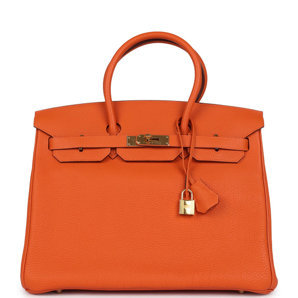 Pre-owned Hermes Birkin 35 Orange Togo Gold Hardware