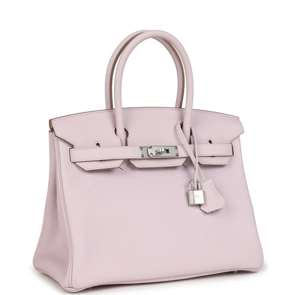 Hermes Birkin 30 Mauve Pale Clemence Palladium Hardware - Image 3