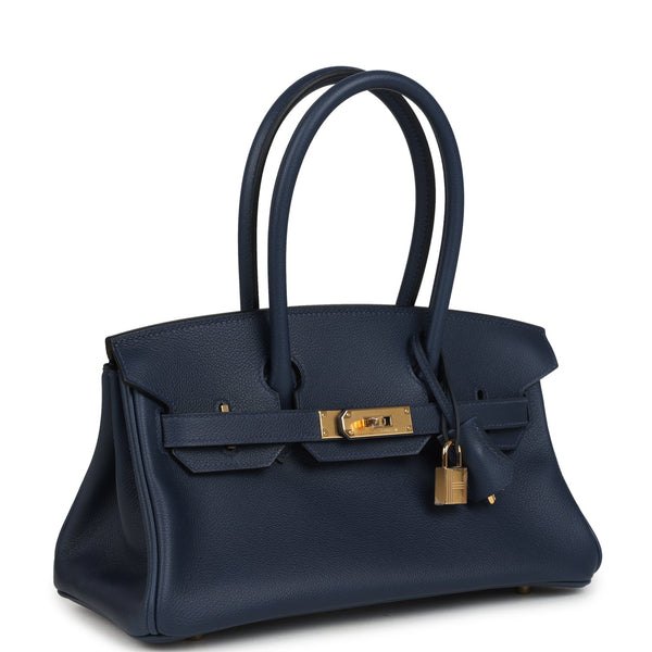 Hermes Shoulder Birkin Light 29 Bleu Abysse Evercolor Gold Hardware - Image 3