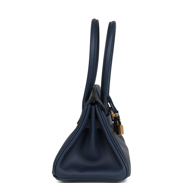 Hermes Shoulder Birkin Light 29 Bleu Abysse Evercolor Gold Hardware - Image 4