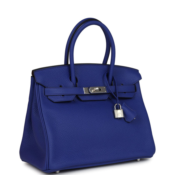 Hermes Birkin 30 Bleu Electric Clemence Palladium Hardware - Image 3