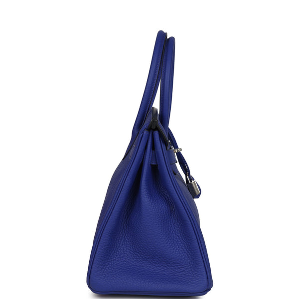 Hermes Birkin 30 Bleu Electric Clemence Palladium Hardware - Image 4