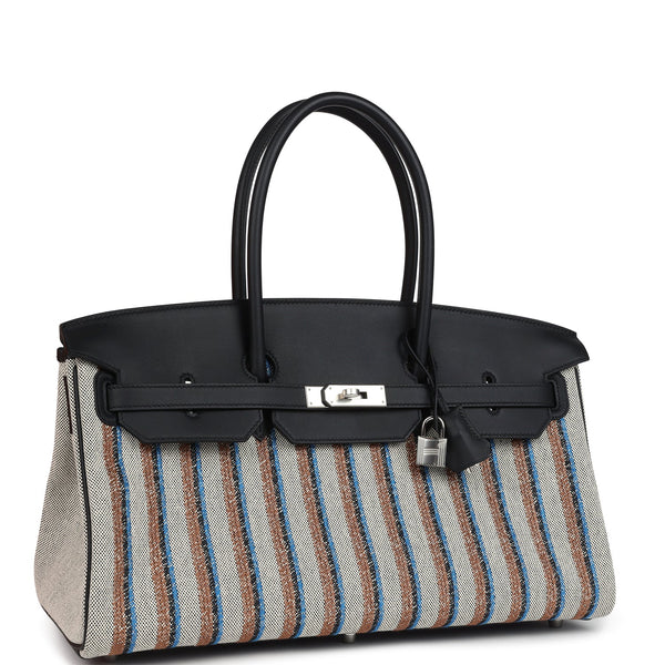 Hermes Shoulder Birkin Light 39 Multicolor Toile and Black Swift Palladium Hardware - Image 3
