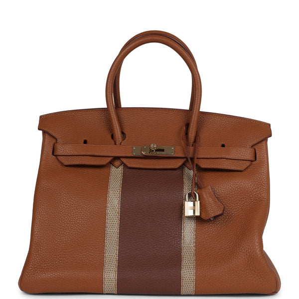Pre-owned Hermes Birkin Club 35 Gold and Marron d'Inde Clemence and Fi
