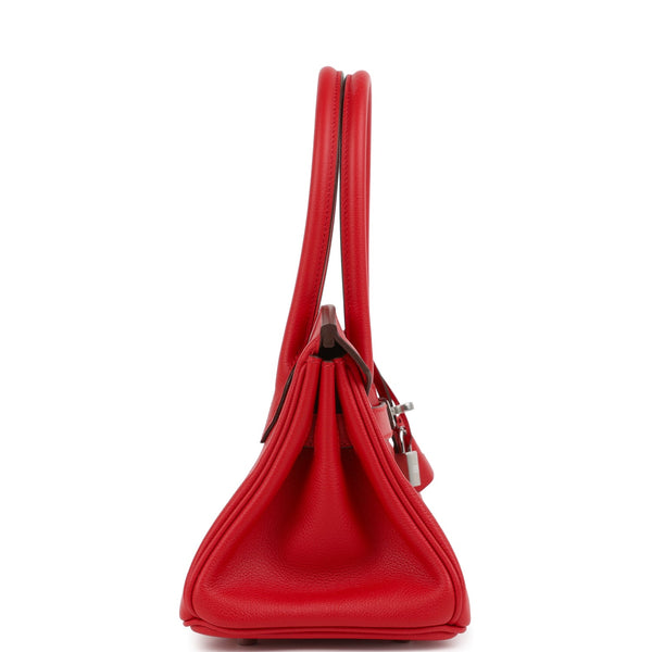 Hermes Shoulder Birkin Light 29 Rouge Radieux Evercolor Palladium Hard