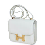 Pre-owned Hermes Constance 18 White Evercolor Gold Hardware