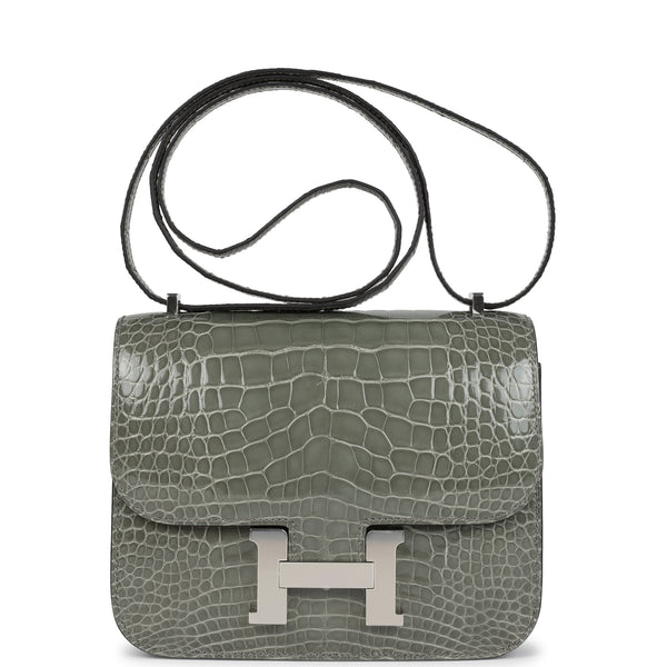 Hermes Constance 18 Gris Ciment Shiny Alligator Palladium Hardware