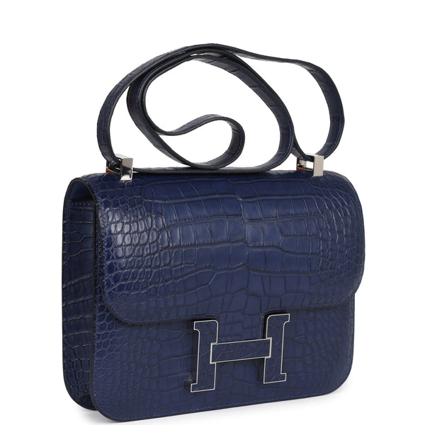 Hermes Constance 1-24 Bleu Saphir Matte Alligator Marquette Palladium