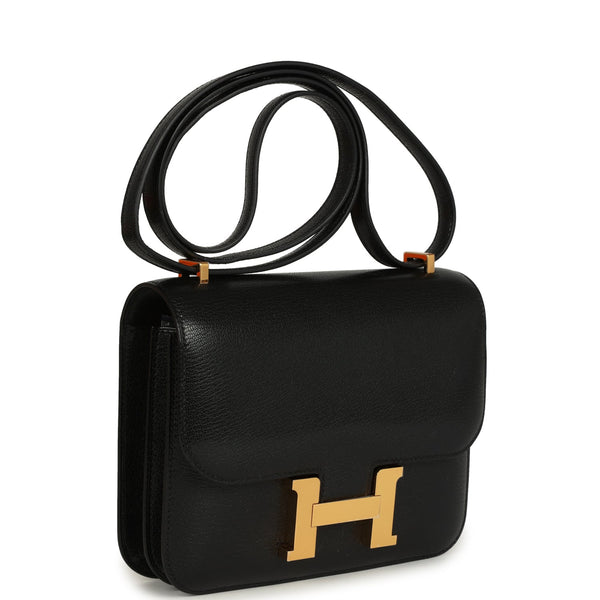 Hermes Constance 18 Black Chevre Chamkila Gold Hardware – New