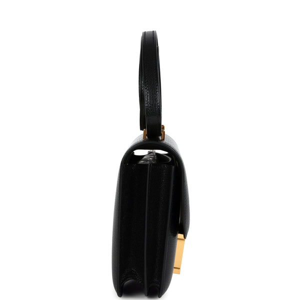 Hermes Constance 18 Black Chevre Chamkila Gold Hardware – New