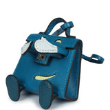 Hermes Mini Kelly Idole Bag Charm Bleu Izmir Tadelakt Palladium Hardware