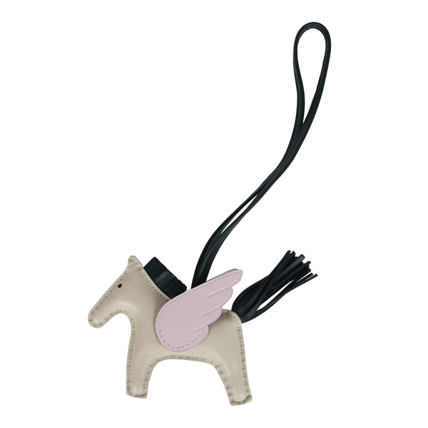 Hermes Pegasus Rodeo Charm PM Mauve Pale, Craie and Vert Cypress Milo