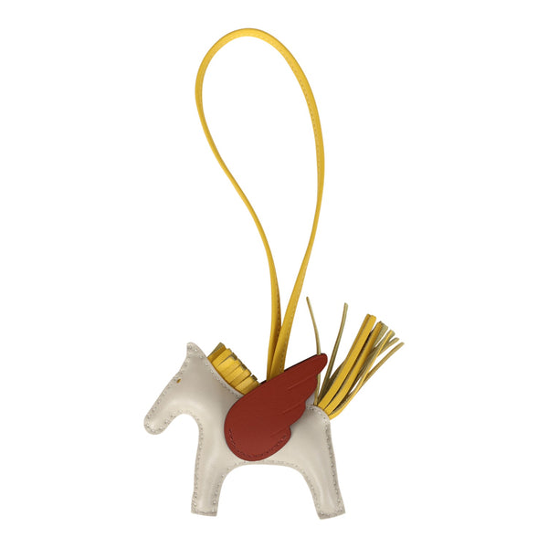 Hermes Pegase Rodeo Bag Charm PM Craie/Jaune De Naples/Cuivre Milo Lam